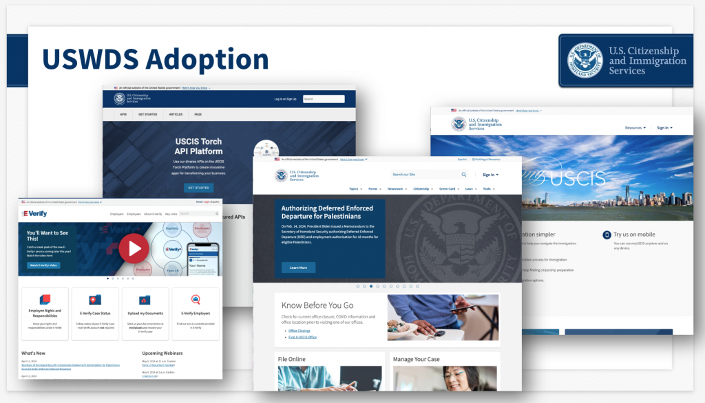 USCIS websites that should comply to US Web Design Standards