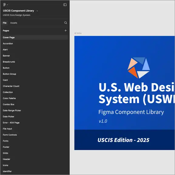Figma Library showing the USCIS components